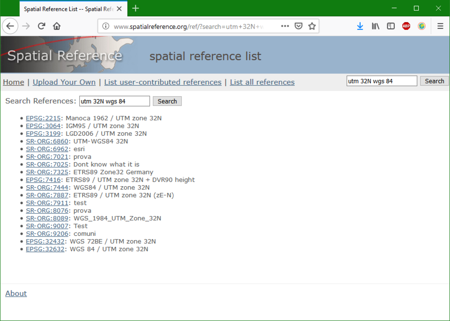 result spatialreference