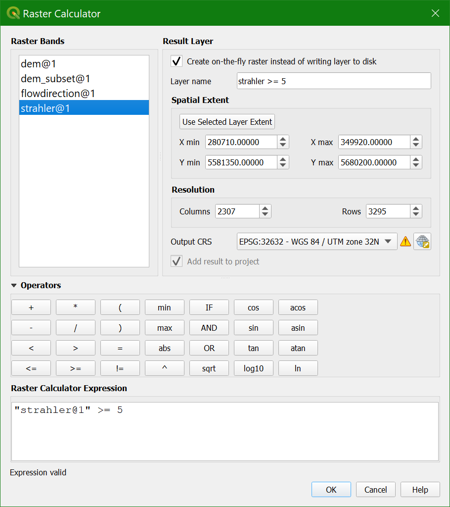 Calculate a Boolean Map with the Raster Calculator