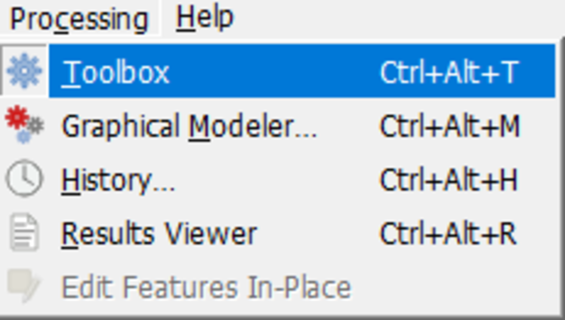 processing toolbox menu