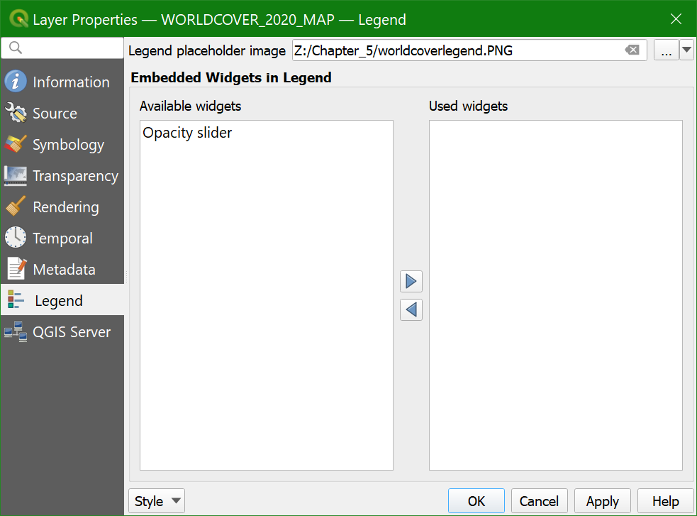 Add legend placeholder