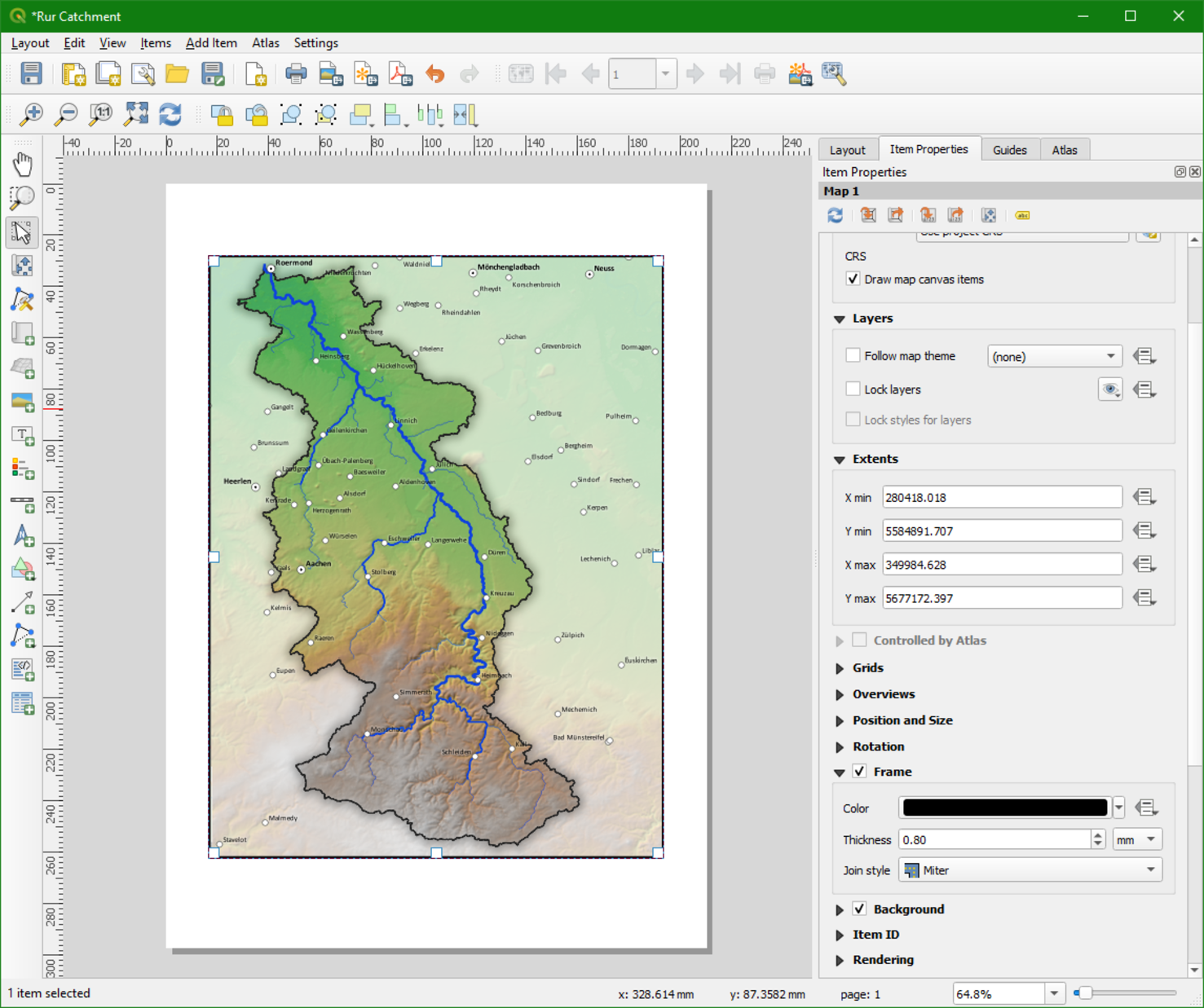 print layout extent