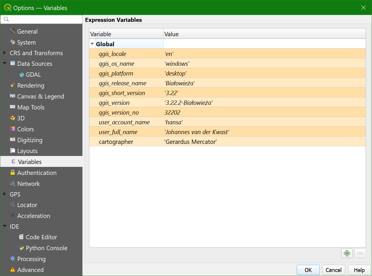 Creating a Cartographer Variable