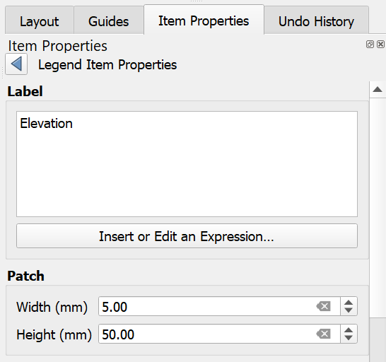 Elevation Legend Label Settings