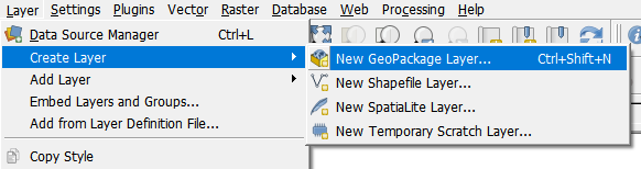 Create new geopackage layer